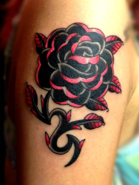 亀 黒薔薇 文字 二つ巴と梵字 刺青ブログ87 D T Tattoo